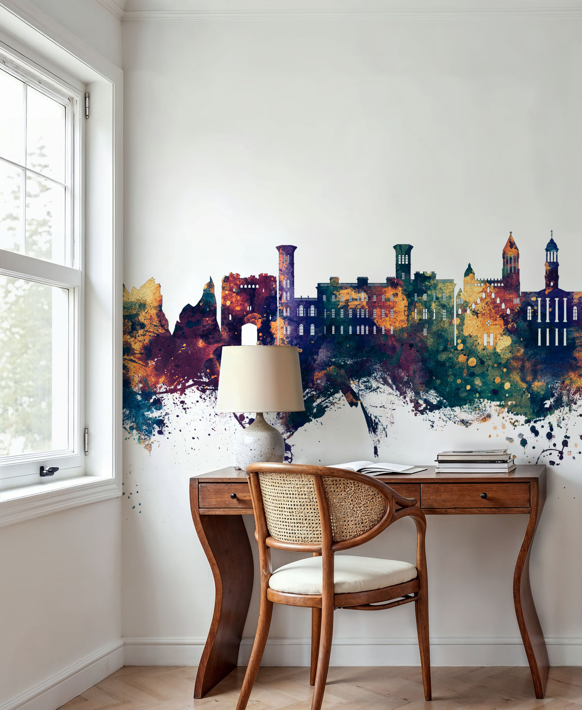 Isle of Wight England Skyline Blue & Bronze Mural Wallpaper - room preview 05