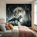 Moonlit Solitude in the Midnight Forest Mural Wallpaper - room preview 05