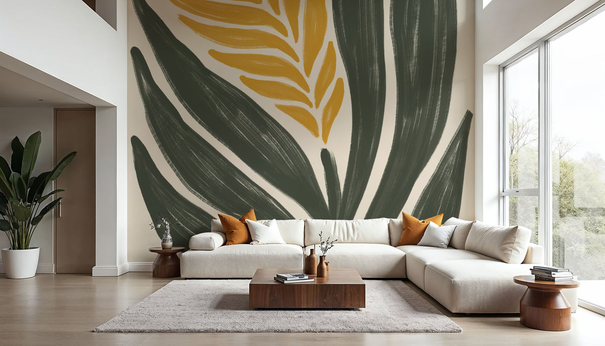 Simple Flowers II Yellow Mural Wallpaper - room preview 05