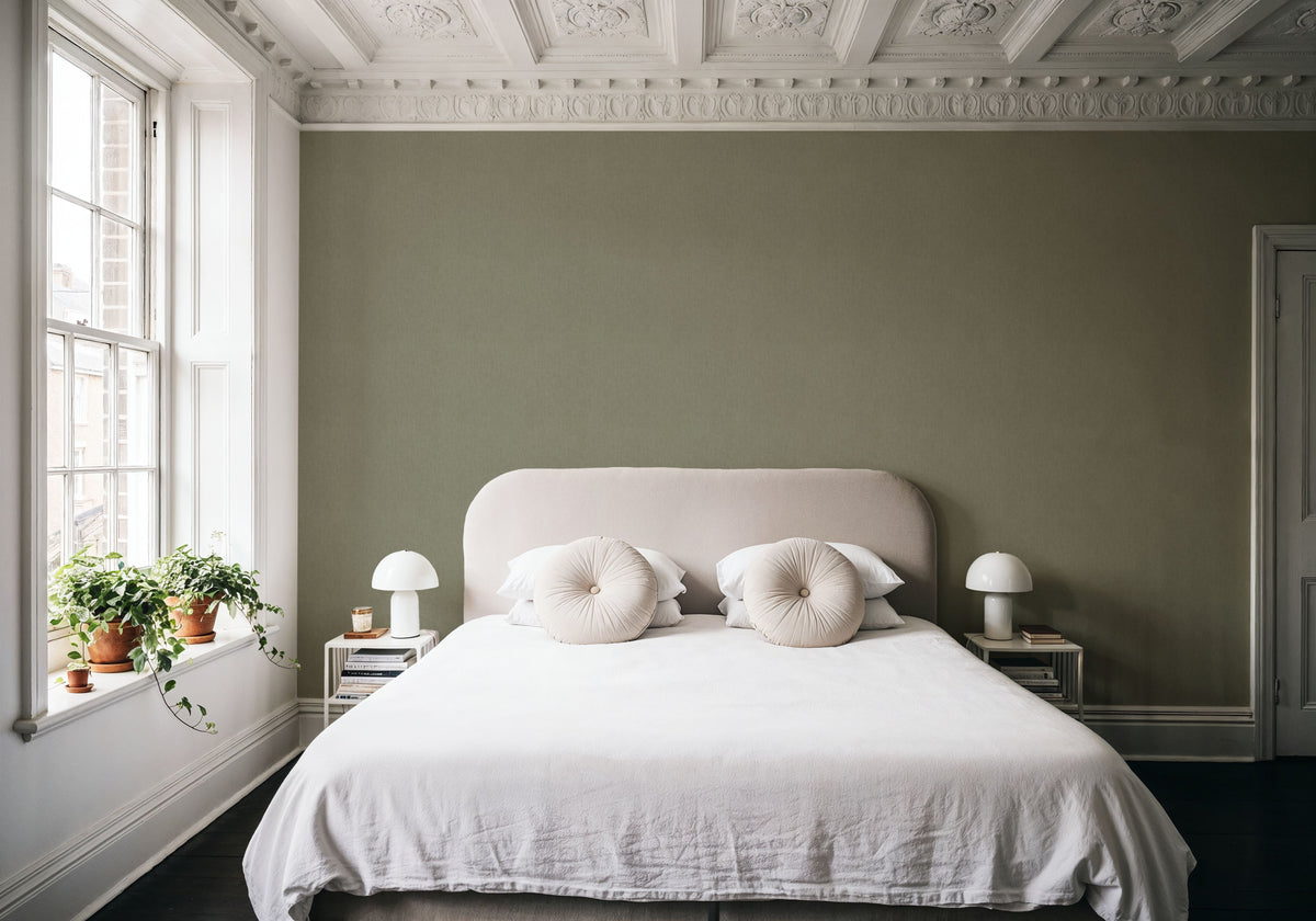 Linen Mist Neutral Collection, Hint of Olive Mural Wallpaper - room preview 05
