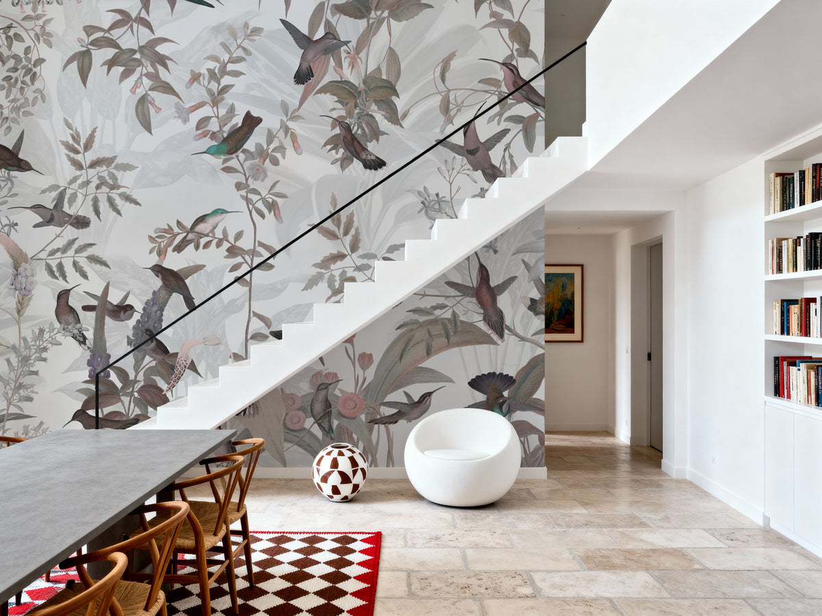 Birds Everywhere Red Mural Wallpaper - room preview 05