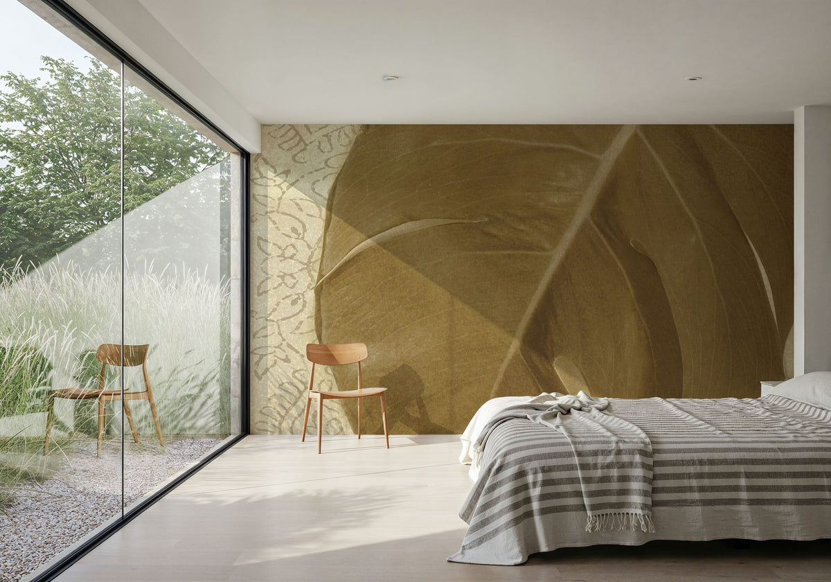 Ornate Monstera Leaf I Mural Wallpaper - room preview 05