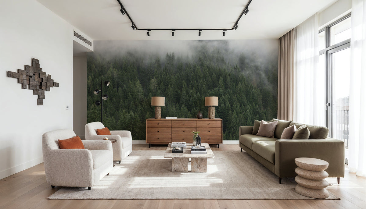 Foggy Treetops Mural Wallpaper - room preview 05