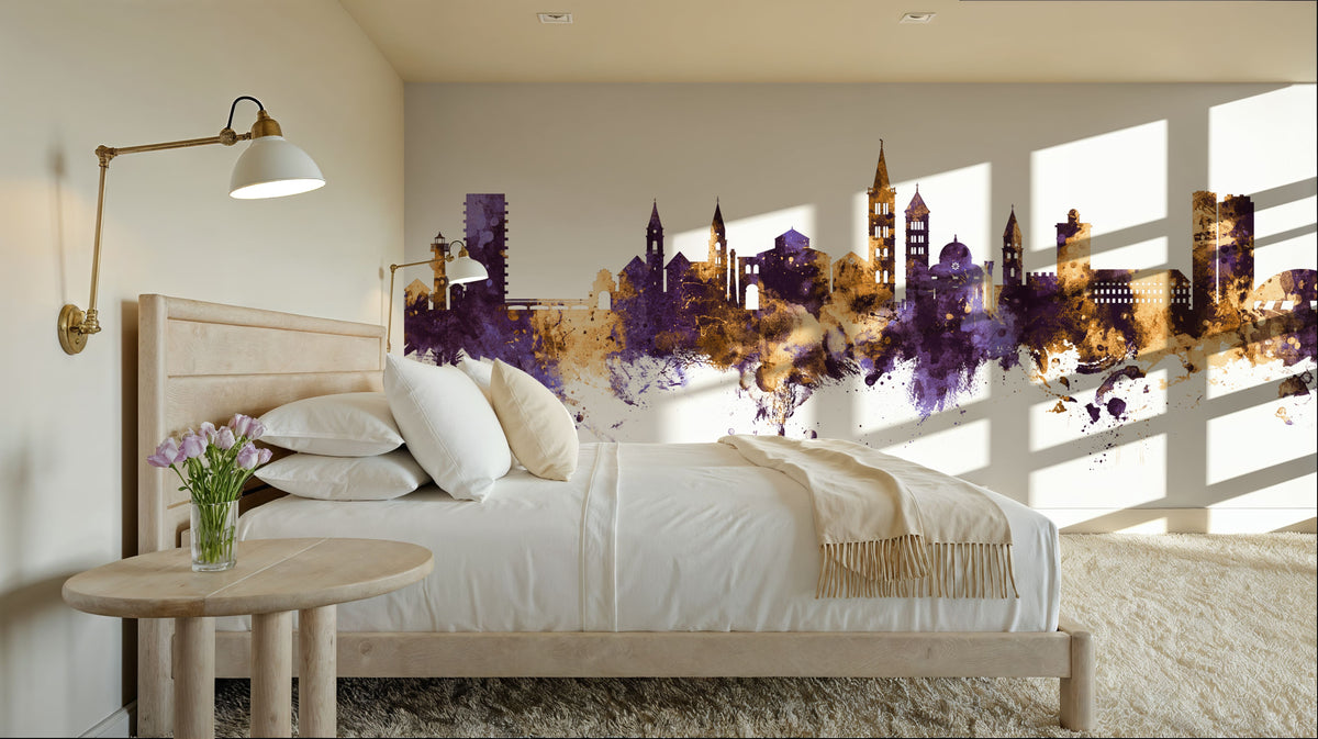 Zadar Croatia Skyline Purple & Gold Mural Wallpaper - room preview 05