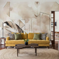 Feather Geometry Yellow Mural Wallpaper - room preview 05