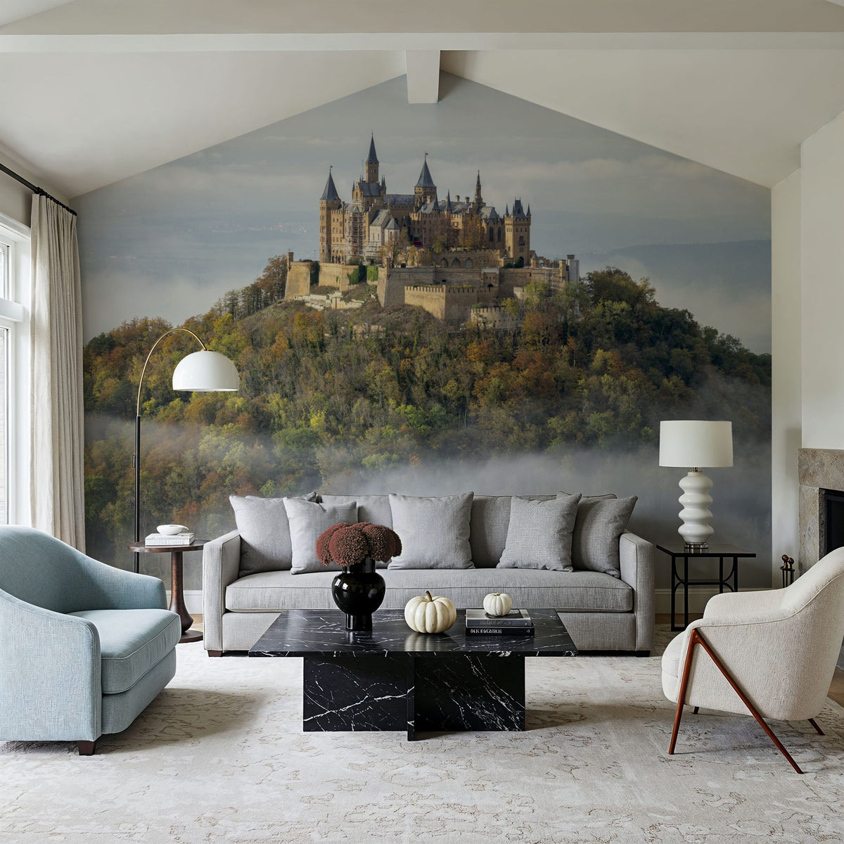 Hohenzollern Castle in Fall Mural Wallpaper - room preview 05