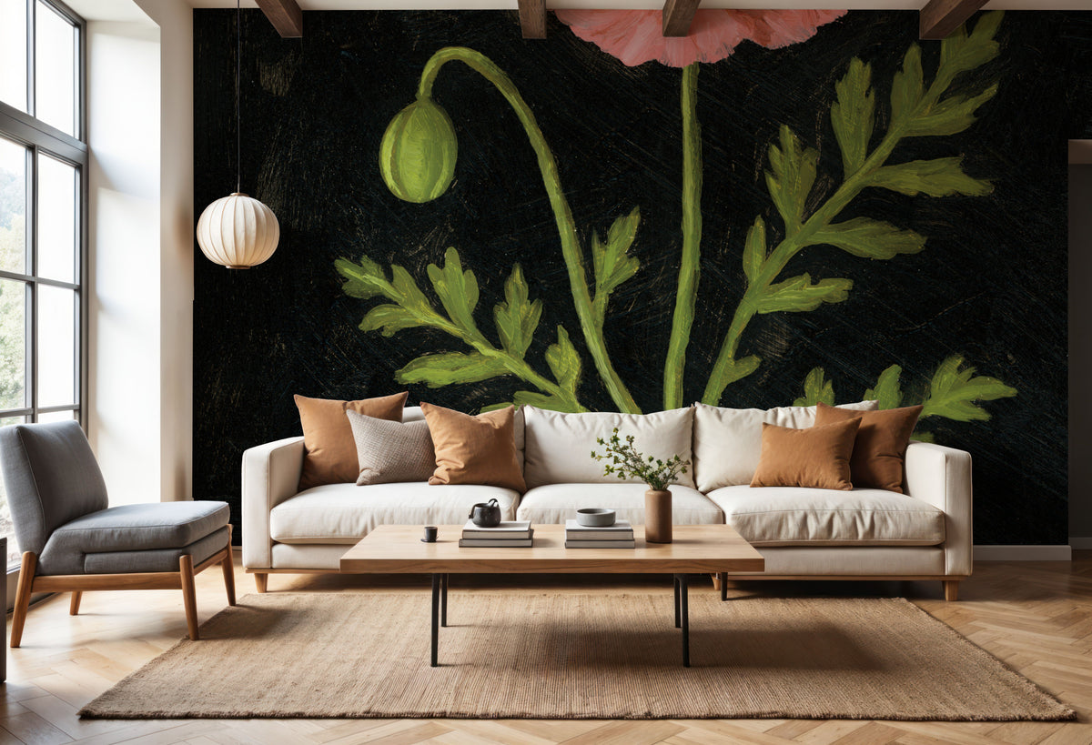 Vintage Poppy Mural Wallpaper - room preview 05