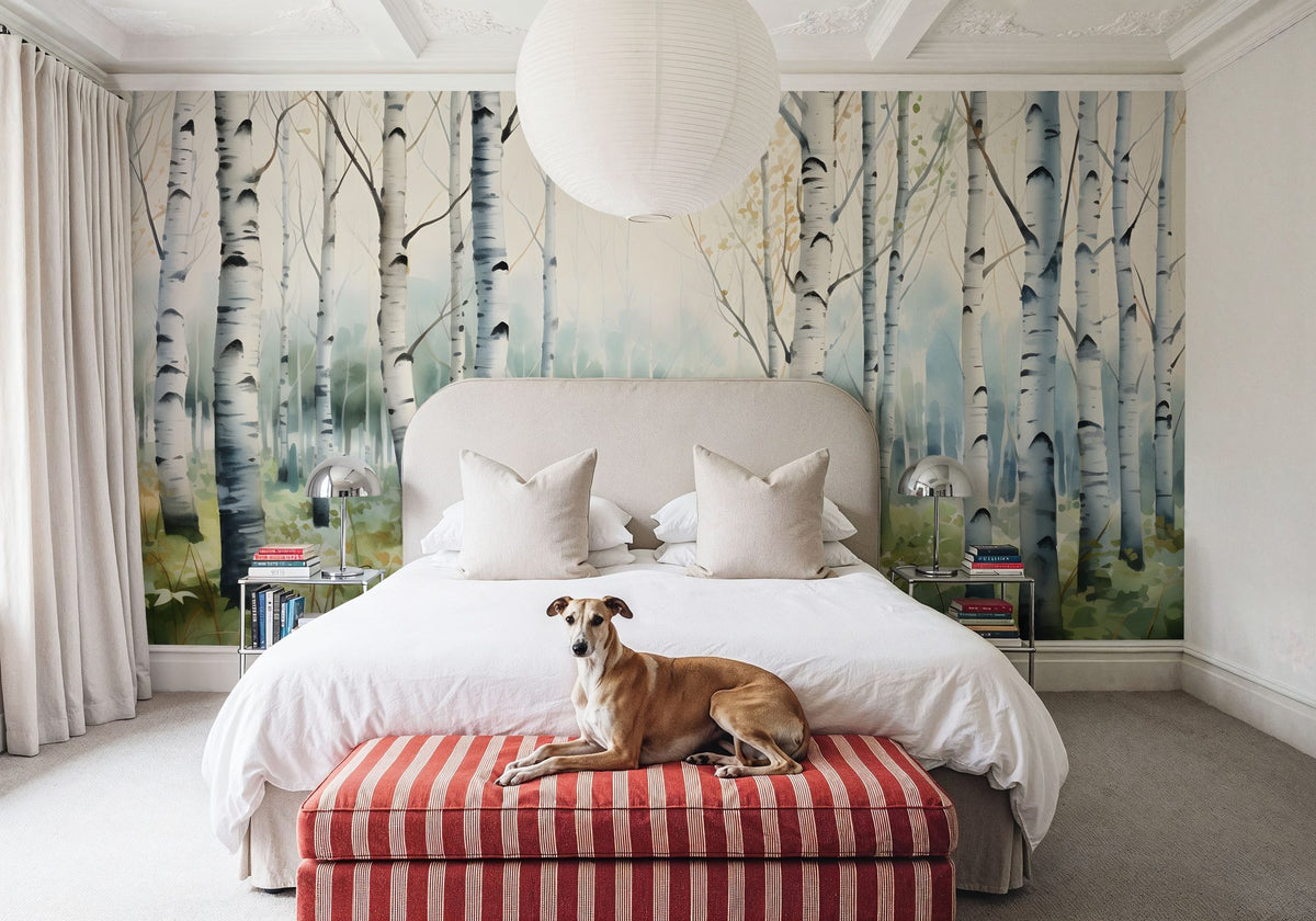Summer Birch Mural Wallpaper - Neutral Tone - room preview 05