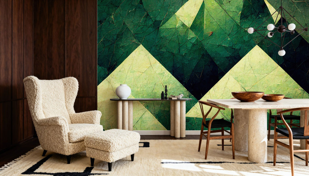 Reduced Mountains Green Mural Wallpaper - room preview 05