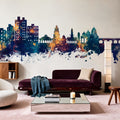 Nashik India Skyline Blue & Bronze Mural Wallpaper - room preview 05