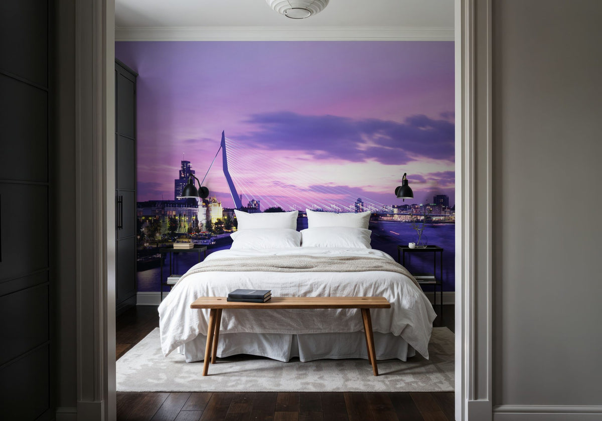 Urban Twilight Bridge Mural Wallpaper - room preview 05