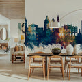 Nice France Skyline Blue & Bronze Mural Wallpaper - room preview 05
