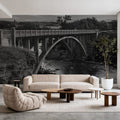 Lundbreck Falls Bridge BW Mural Wallpaper - room preview 05