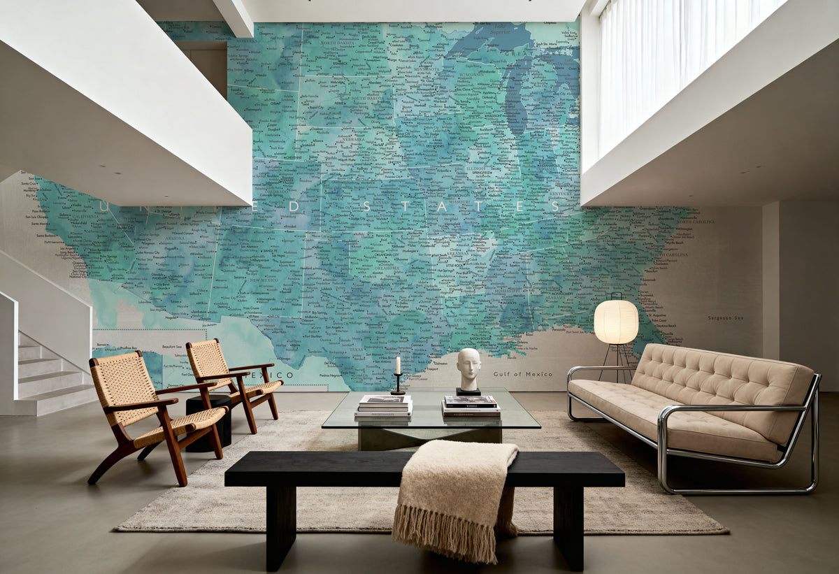 US Map Detailed - Harriet Mural Wallpaper - room preview 05