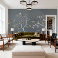 Birds in the Garden Dark Blue Mural Wallpaper - room preview 05
