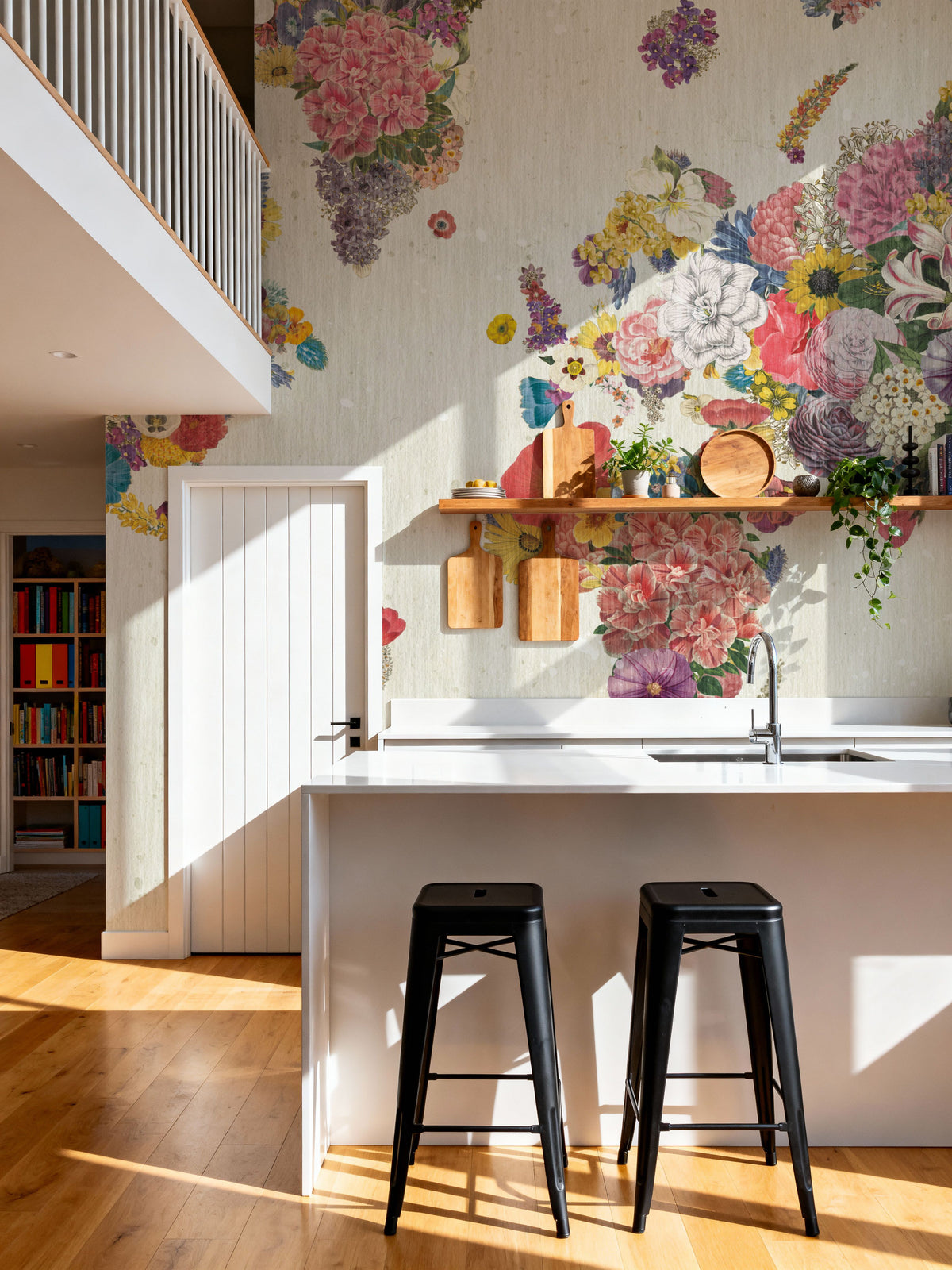 Botanical Floral Map Light Mural Wallpaper - room preview 05