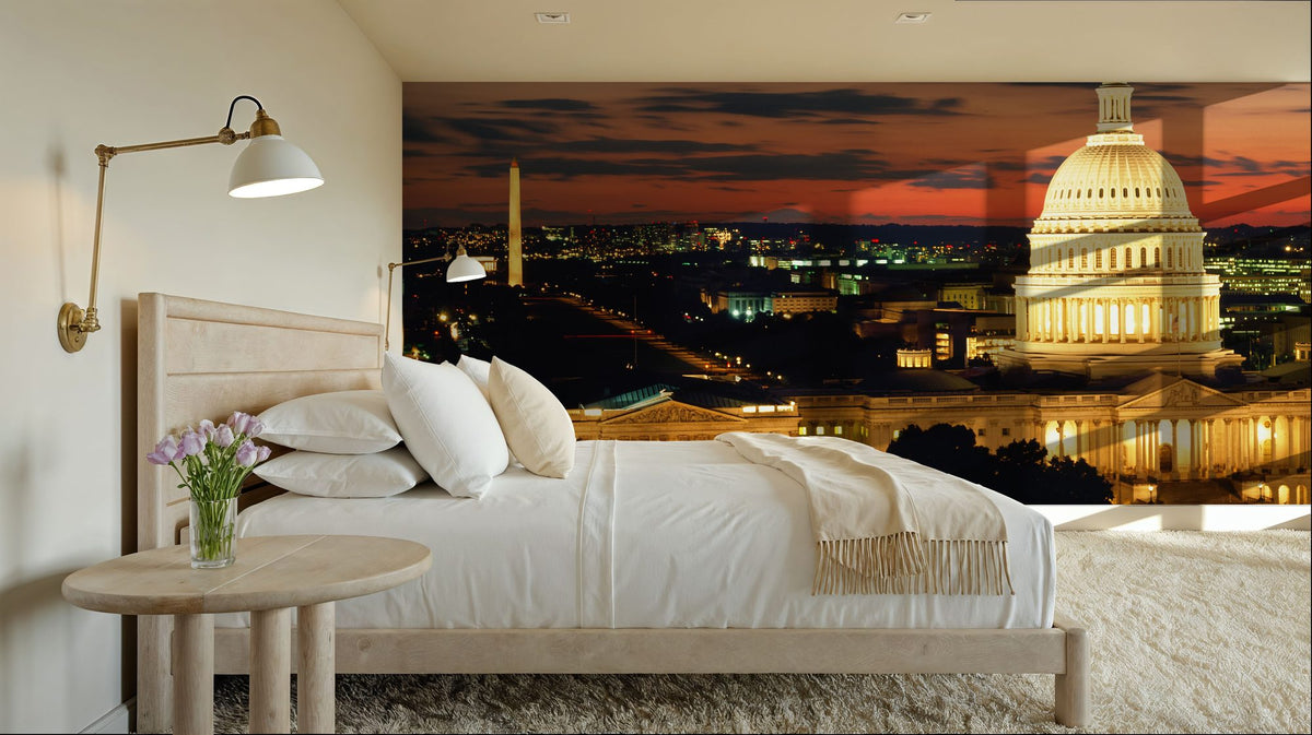 Capitol Twilight Red Mural Wallpaper - room preview 05