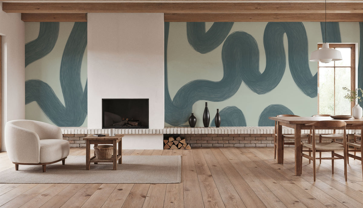 Modern Abstract, Light Teal Mural Wallpaper - room preview 05