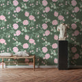 Peony Passion, Green Mural Wallpaper - room preview 05