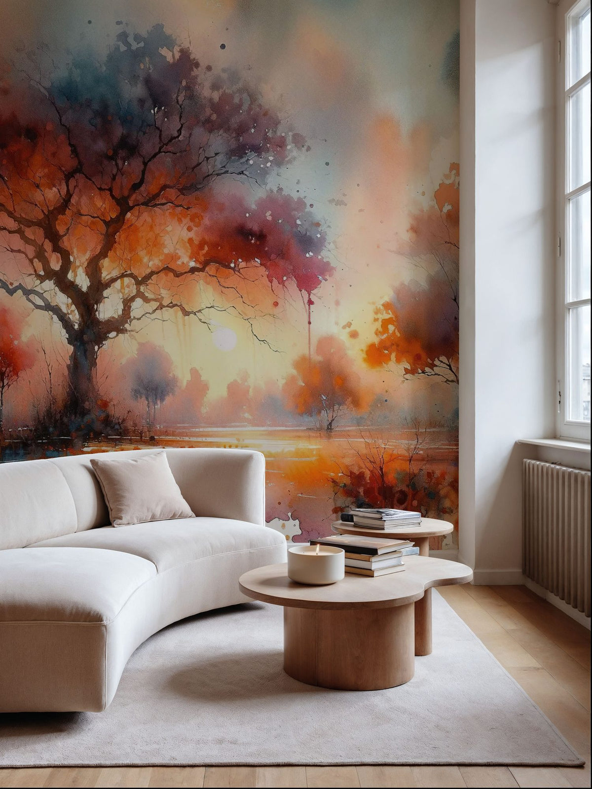 Autumn's Fiery Canopy At Dusk Mural Wallpaper - room preview 05