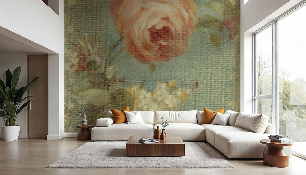 Rose on Sage Mural Wallpaper - room preview 05