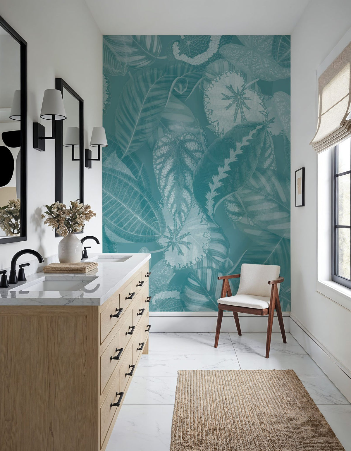 Secret Leaves Mural Wallpaper - Cool Tone - room preview 05