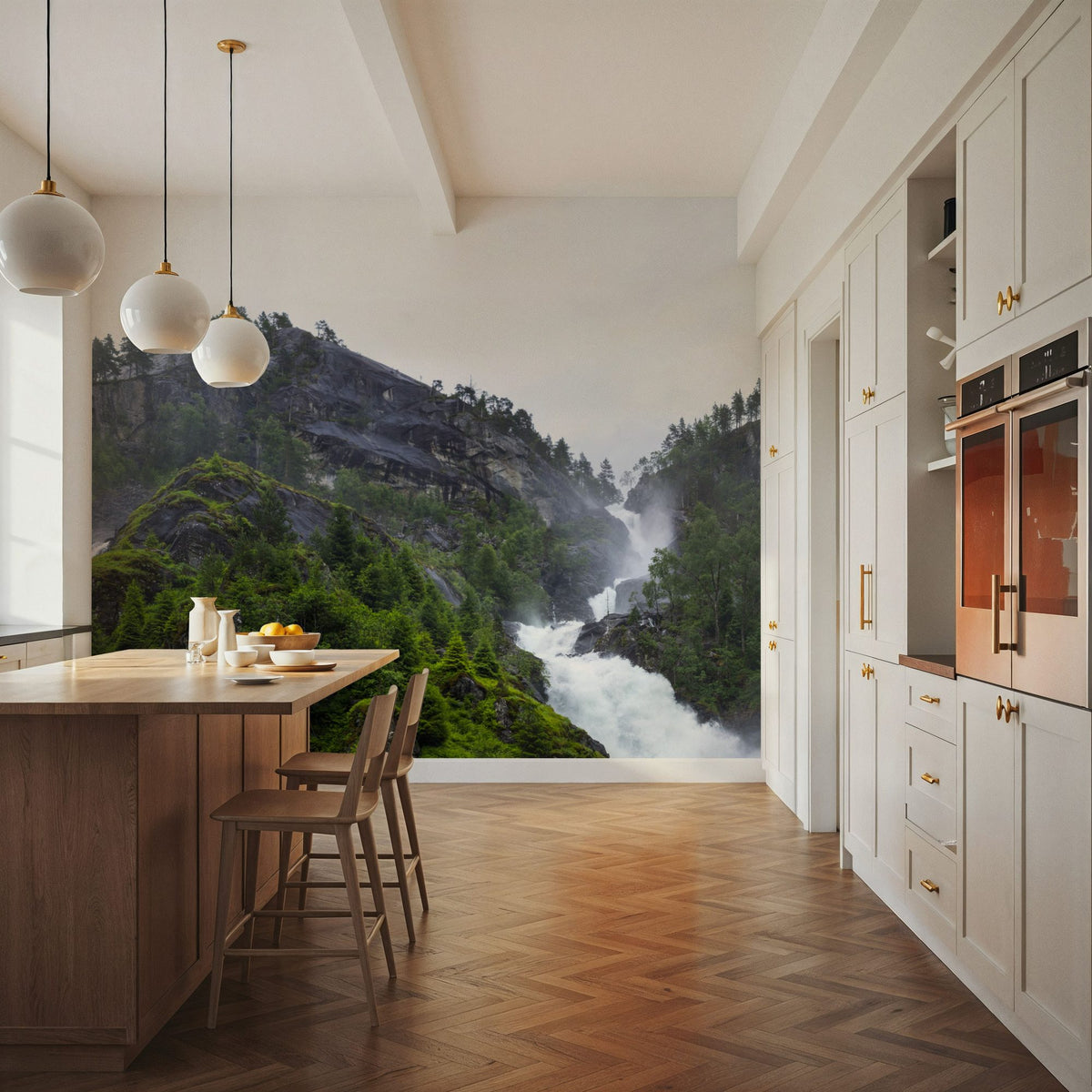 Misty Cascade Mural Wallpaper - room preview 05