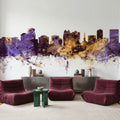 Orlando Florida Skyline Purple & Gold Mural Wallpaper - room preview 05