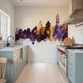 Santorini Skyline Purple & Gold Mural Wallpaper - room preview 05