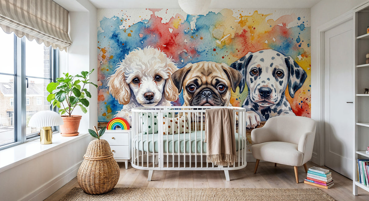 Puppies II - Cute Baby Animals Series Mural Wallpaper - room preview 05