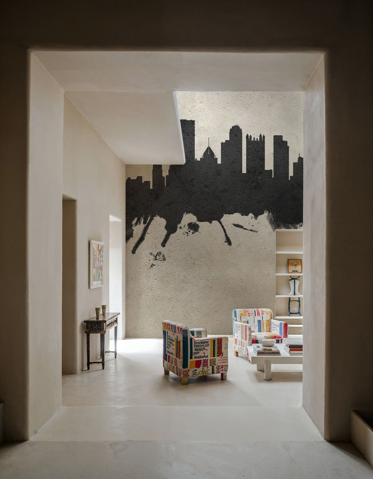 Pittsburg Pennsylvania Skyline Concrete Mural Wallpaper - room preview 05
