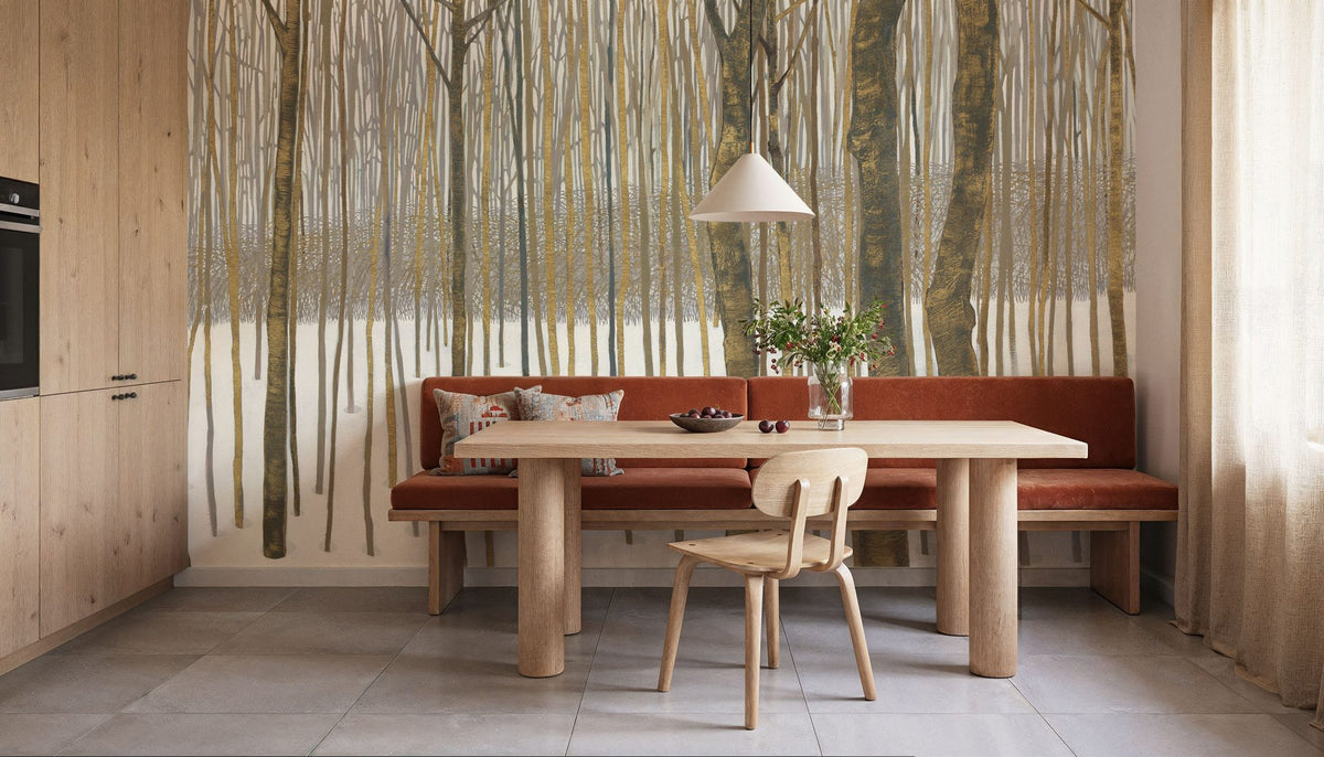 Woods in Winter Gold Mural Wallpaper - room preview 05