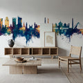 Lahore Pakistan Skyline Blue & Bronze Mural Wallpaper - room preview 05