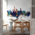 Lugano Switzerland Skyline Blue & Bronze Mural Wallpaper - room preview 05