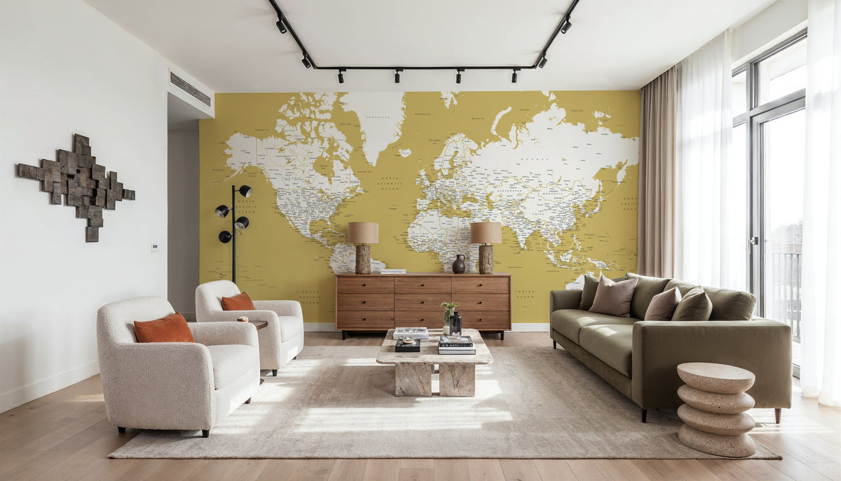World Map Cities - Andrew Mural Wallpaper - room preview 05