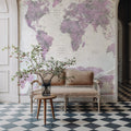 World Map Atlas Purple Mural Wallpaper - room preview 05