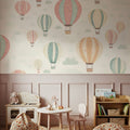 Hot Air Balloon Cloudy White Mural Wallpaper - room preview 05