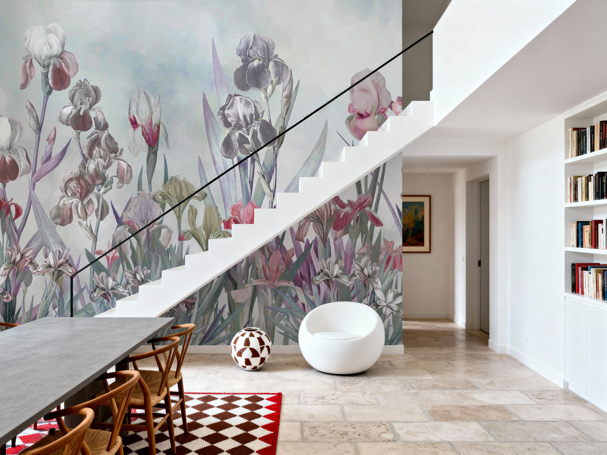 Iris Field Blueish Mural Wallpaper - room preview 05