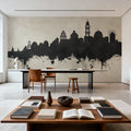 Santorini Skyline Concrete Mural Wallpaper - room preview 05