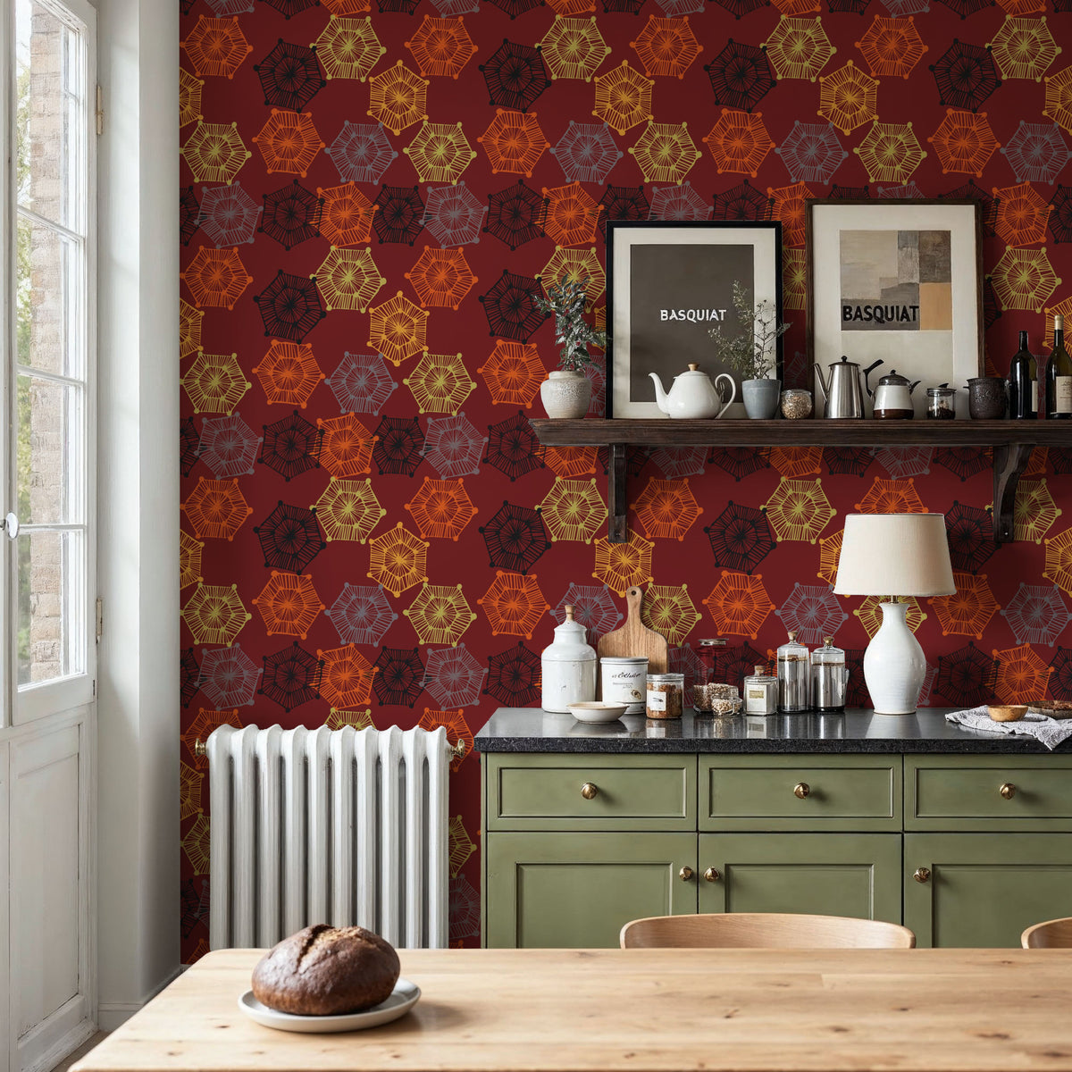 New Harvest Windows Brown Mural Wallpaper - room preview 05