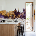 Victoria Canada Skyline Purple & Gold Mural Wallpaper - room preview 05