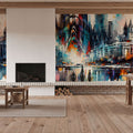 Watercolor Skyline Barcelona I Mural Wallpaper - room preview 05