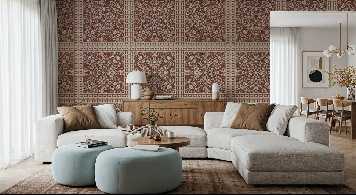 Mission Cement Tiles, Brick Mural Wallpaper - room preview 05