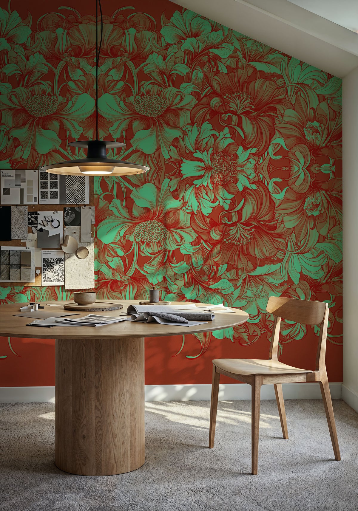 Scandi Flower Ceiling VI Mural Wallpaper - Red Tone - room preview 05
