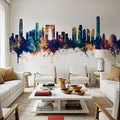 Suzhou China Skyline Blue & Bronze Mural Wallpaper - room preview 05