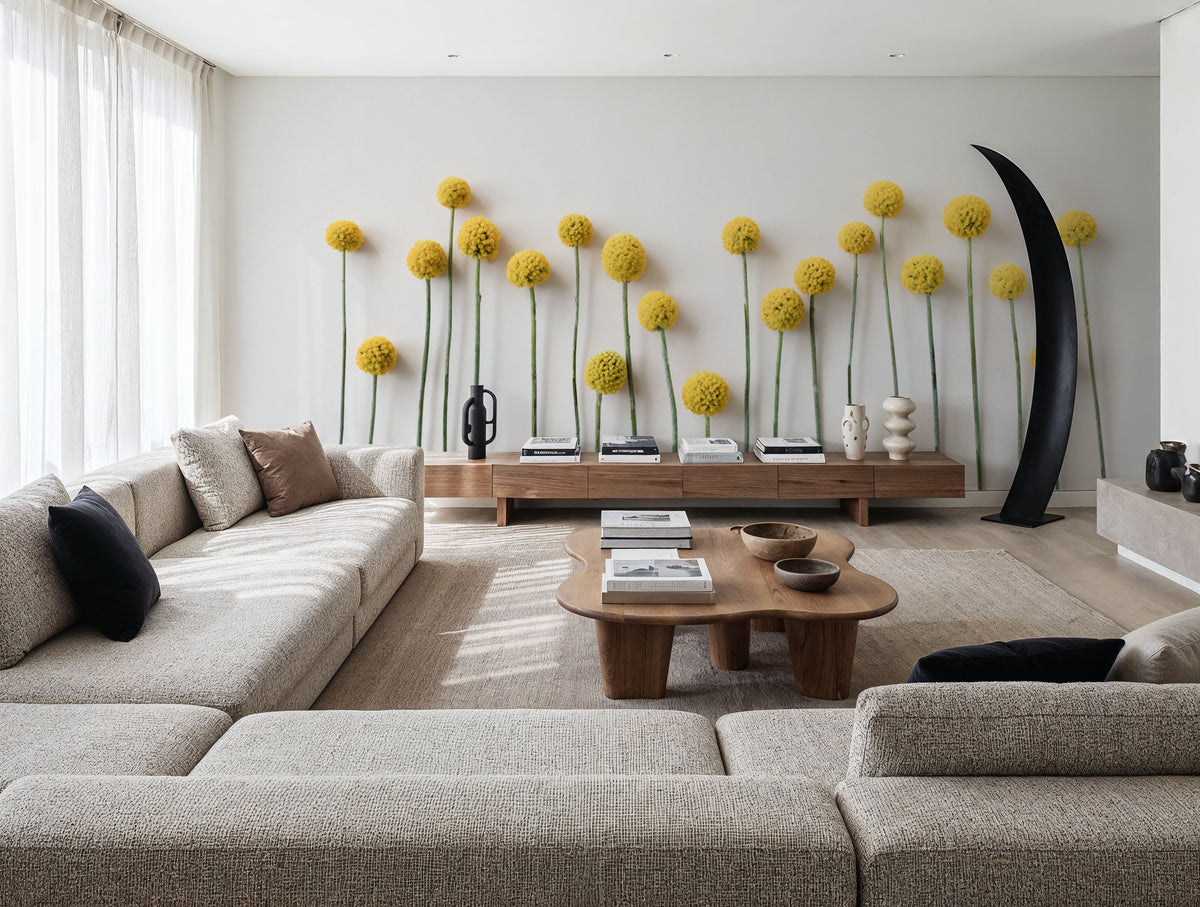 Minimalist Craspedia Mural Wallpaper - room preview 05