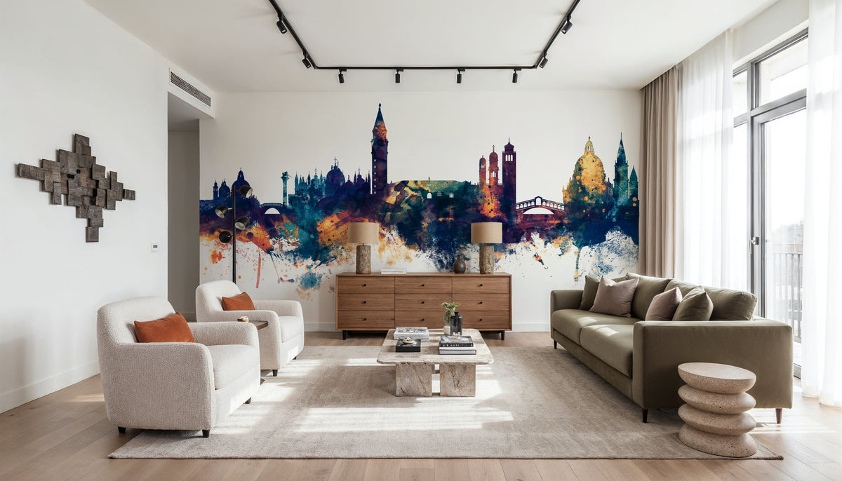 Venice Itay Skyline Blue & Bronze Mural Wallpaper - room preview 05