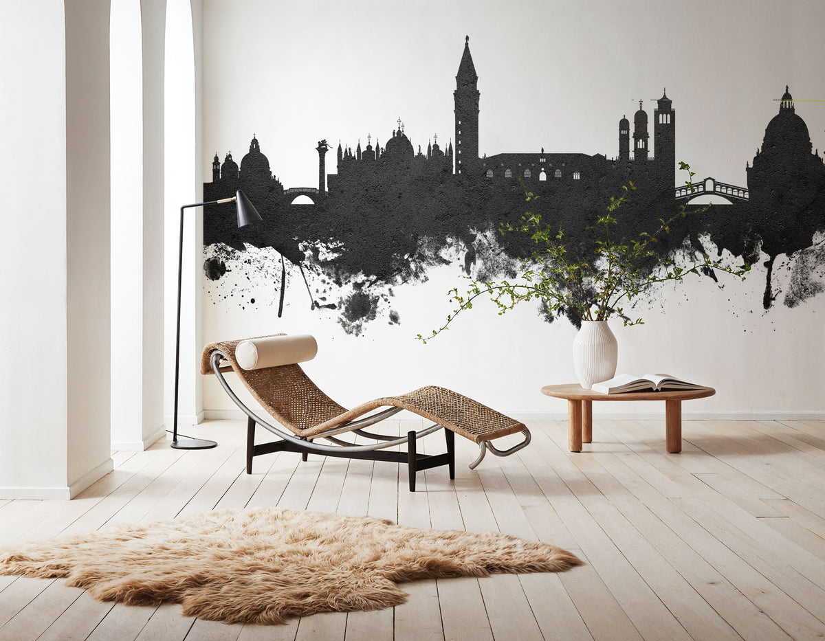Venice Itay Skyline Black & White Mural Wallpaper - room preview 05