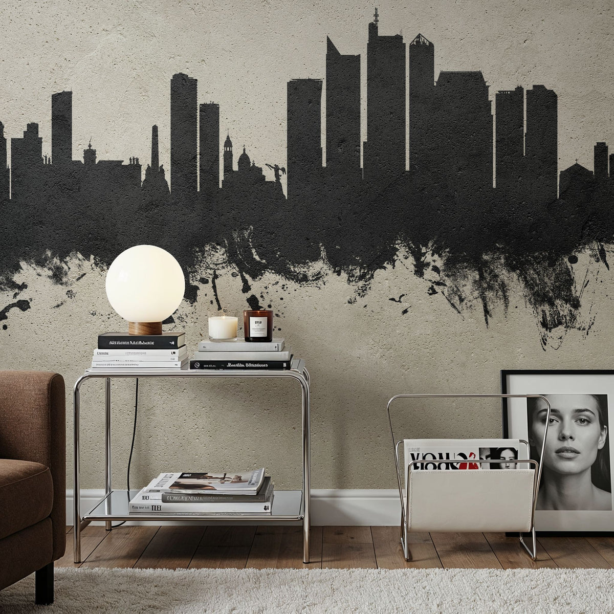 Manila Philippines Skyline Concrete Mural Wallpaper - room preview 05