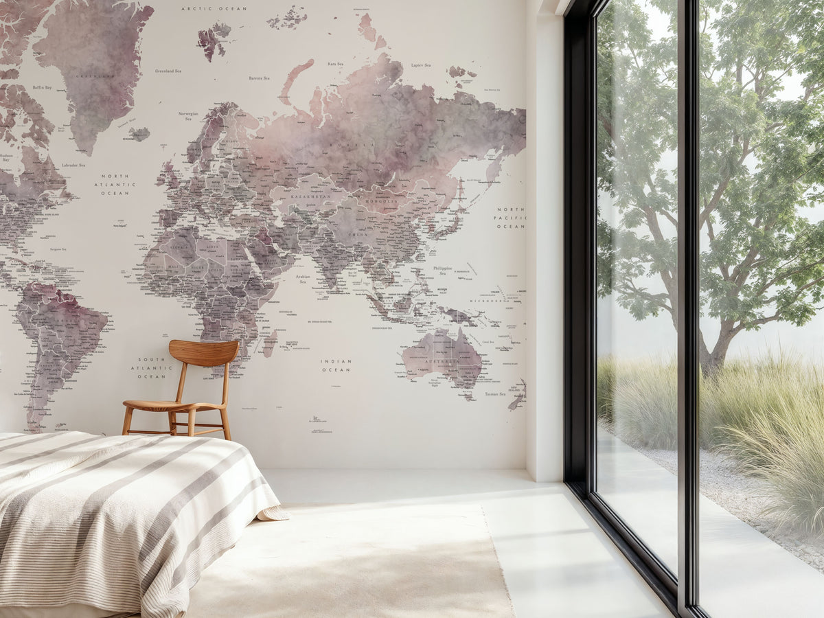 World Map Cities - Noelie Mural Wallpaper - room preview 05